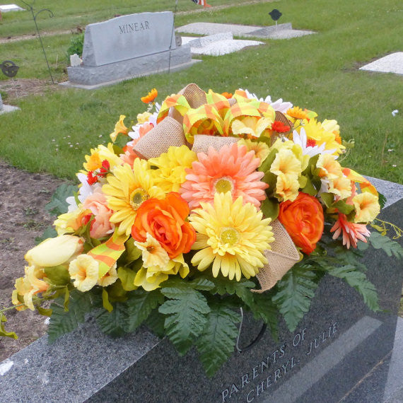 Memorial Flowers - Headstone Sprays - Funeral Flowers - Cemetery Flowe 