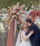 Pampas Grass and Terracotta wedding arch flowers