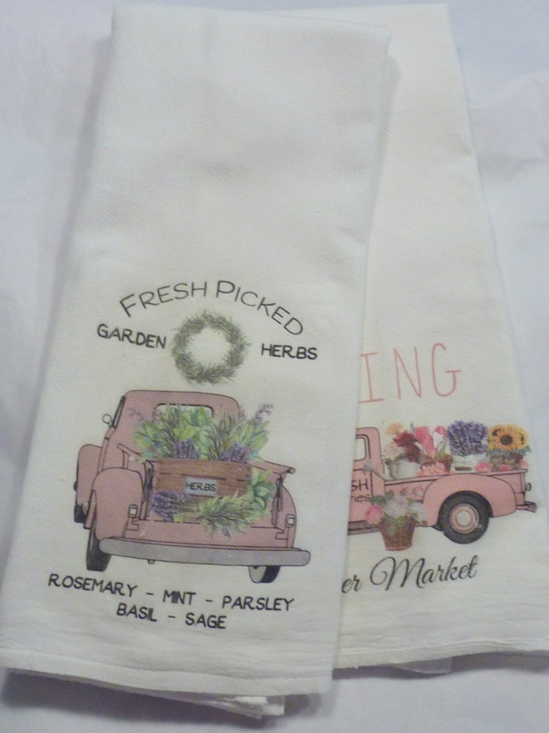 Fall Flour Sack Towels, Farmhouse Truck decor, Kitchen towel, dish tow –  Julie Butler Creations