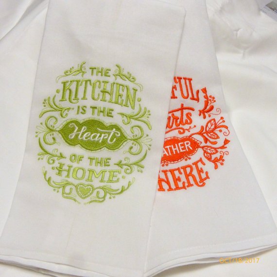 Embroidered kitchen towels - Flour sack towels - Tea Towel - embroidered  Towels – Julie Butler Creations