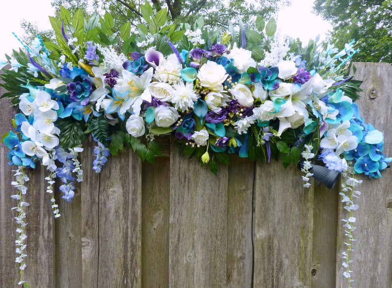 purple and blue wedding centerpieces