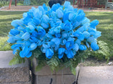 Bright Turquoise Blue tulip cemetery flowers