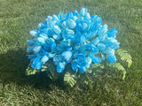 Bright Turquoise Blue tulip cemetery flowers