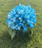 Bright Turquoise Blue tulip cemetery flowers