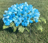 Bright Turquoise Blue tulip cemetery flowers