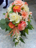 Coral and White Cemetery flowers, memorial flowers