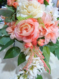 Coral and White Cemetery flowers, memorial flowers