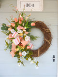Front door wreath, Coral Summer wreath, Spring Wreaths