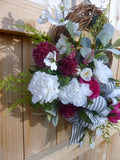 Peony Wreath for Spring, Fuchsia and Pink Front door decor