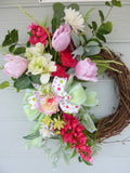 Spring wreath, Pink Tulip Wreath