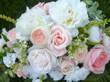 Cemetery flowers in Pink and White, Peony and Rose Grave site spray