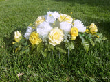 Cemetery flowers in Yellow and White, Yellow Rose Grave site spray