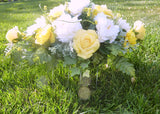 Cemetery flowers in Yellow and White, Yellow Rose Grave site spray