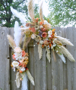 2pc Boho Pampas grass wedding arch in Terracotta, Rust and Ivory