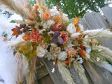 2pc Boho Pampas grass wedding arch in Terracotta, Rust and Ivory