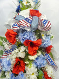 Red, White, and Blue Patriotic wreath, 4th of July door decoration