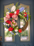 Red, White and Blue 4th of July Wreath, Summer wreaths