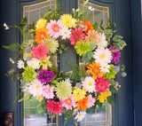 Summer Front door wreath, Gerbera Daisy wreath