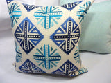 Embroidered Linen blend pillow cover, Designer fabric cover
