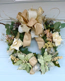 Poinsettia and Magnolia wreath, Christmas wreaths