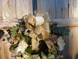 Poinsettia and Magnolia wreath, Christmas wreaths