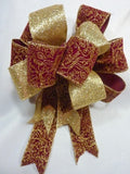 Burgundy and Gold wreath bow