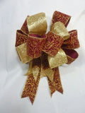 Burgundy and Gold wreath bow