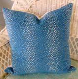 Indigo Blue Chenille pillow cover, blue and white pillow covers