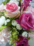 Fuchsia, Pink and white, upright cemetery spray