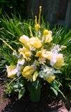 Yellow Tulip cemetery flowers