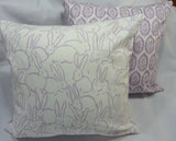 Bunny pillow cover in Orchid and white