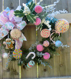 Sweet Treats Christmas wreath, Pastel Christmas Decorations