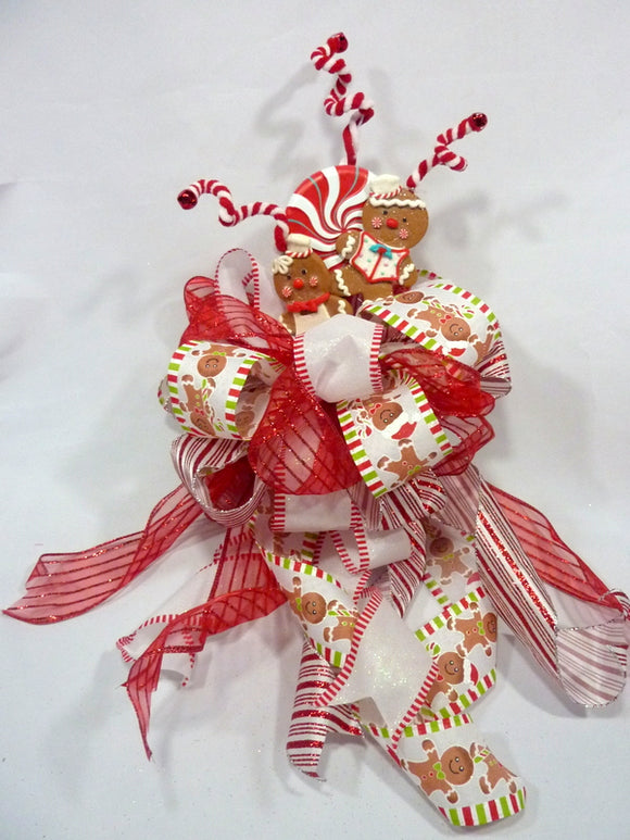 Gingerbread tree topper, ribbon tree topper