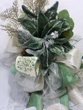 Sage Green tree topper, bow Christmas tree topper