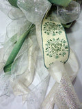 Sage Green tree topper, bow Christmas tree topper