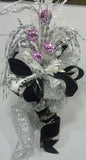 Silver and Black Ribbon Tree topper, 360 degree Bow Tree Topper