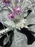 Silver and Black Ribbon Tree topper, 360 degree Bow Tree Topper