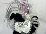 Silver and Black Ribbon Tree topper, 360 degree Bow Tree Topper