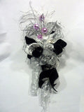 Silver and Black Ribbon Tree topper, 360 degree Bow Tree Topper