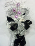 Silver and Black Ribbon Tree topper, 360 degree Bow Tree Topper