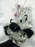 Silver and Black Ribbon Tree topper, 360 degree Bow Tree Topper