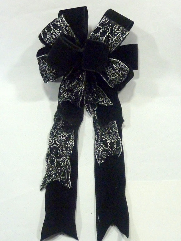 Black Velvet Christmas bow, wreath bow, bow tree topper