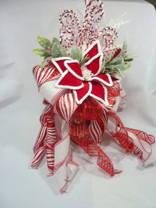 Red and White tree topper, Poinsettia tree topper