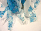 Blue Snowflake Ribbon Tree topper, Blue, Silver and White