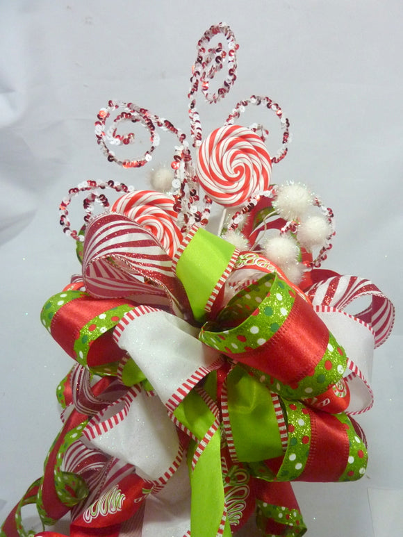 Sucker Tree Topper in Red, Green and White