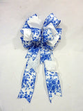 Blue and White Tulle wreath bow