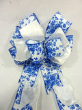 Blue and White Tulle wreath bow