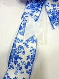 Blue and White Tulle wreath bow