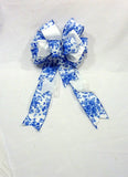 Blue and White Tulle wreath bow