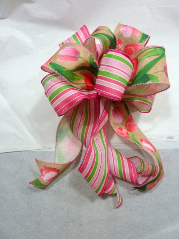 Pink Tulip wreath bow